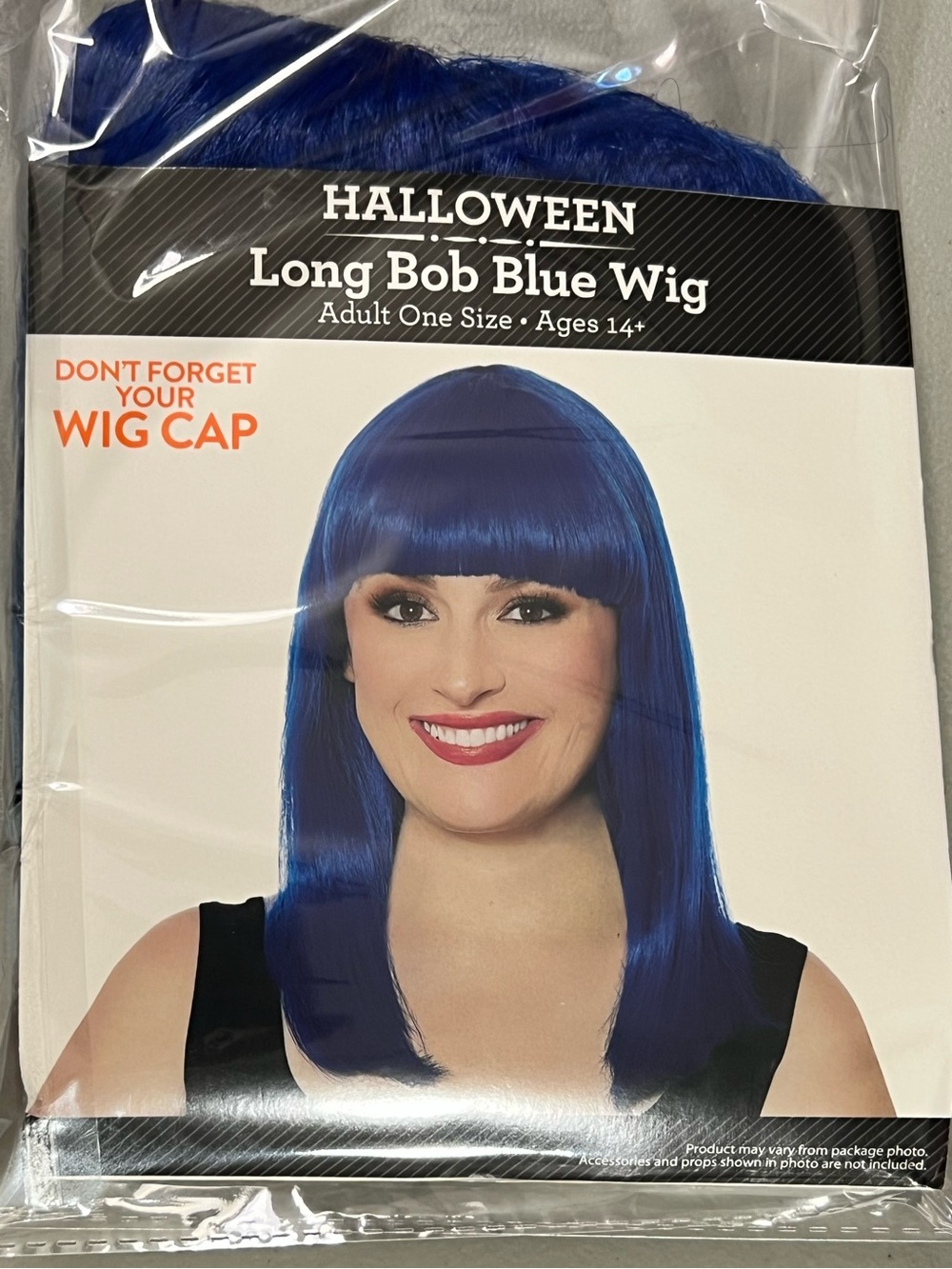 Halloween Long Bob Wig in Blue - Straight Bob with Bangs